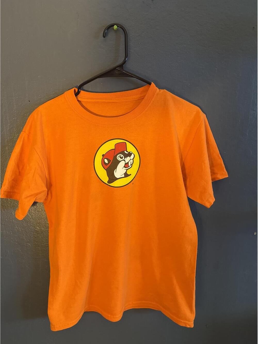 Men's Orange Graphic T-Shirt with Beaver Logo - Casual Cotton Tee